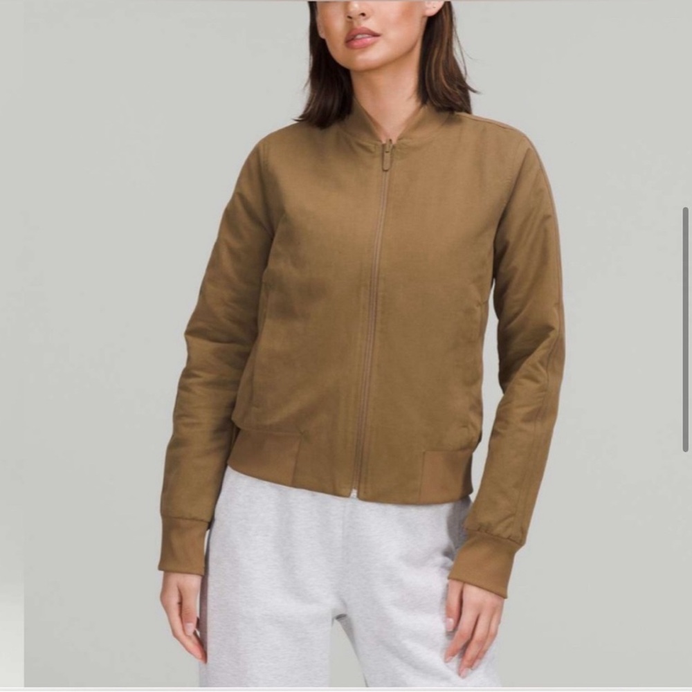 Lululemon Non-Stop Bomber Reversible jacket, size 6, color Artifact (warm khaki)